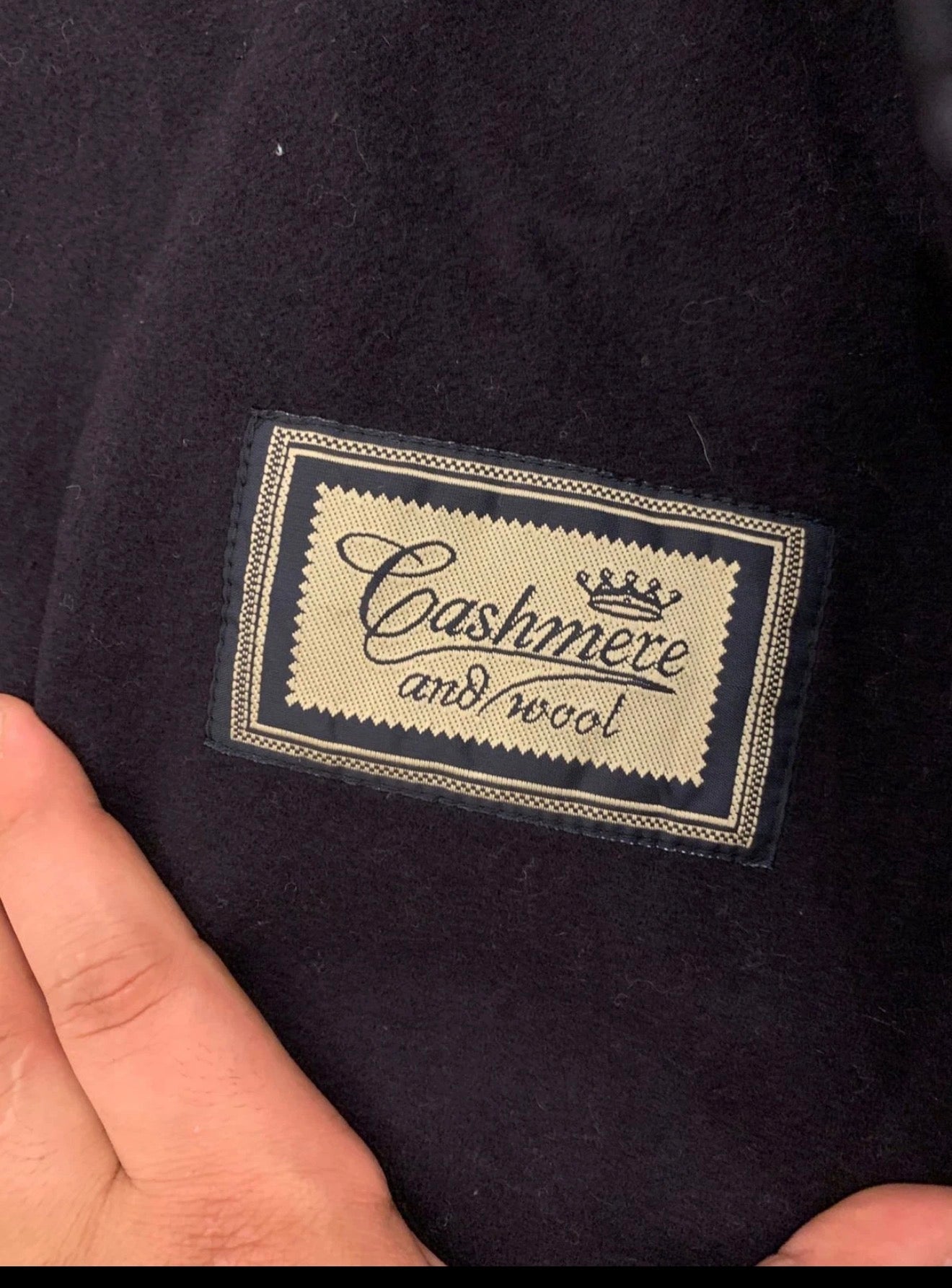 Vintage wool cashmere blend belted navy classic raglan over coat 42R