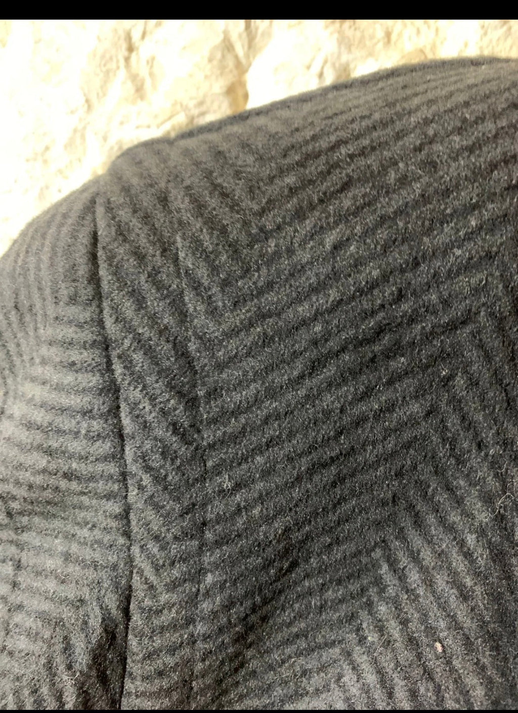 Vintage pure wool belted herringbone charcoal classic db over coat 50R 2XL
