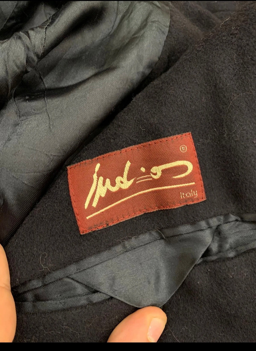 Vintage wool cashmere blend belted navy classic raglan over coat 42R