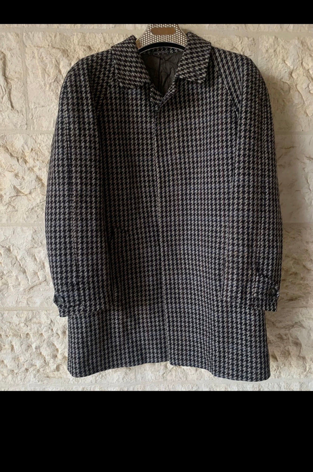 Vintage VIP wool cashmere houndstooth classic raglan over coat 44R