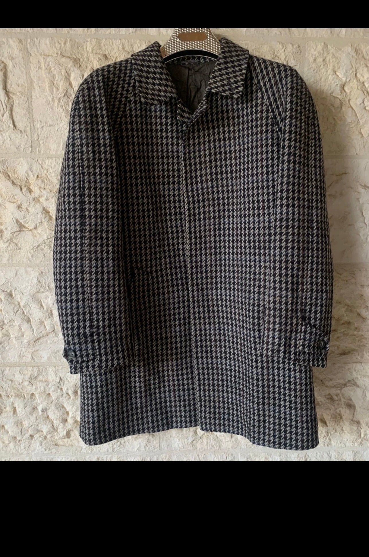 Vintage VIP wool cashmere houndstooth classic raglan over coat 44R