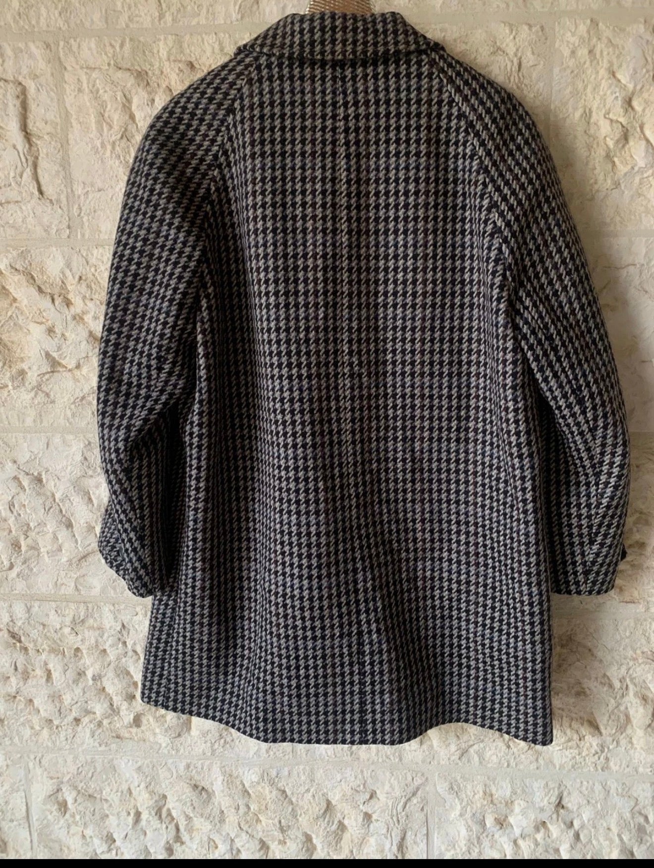 Vintage VIP wool cashmere houndstooth classic raglan over coat 44R