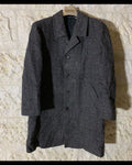 1970s Vintage pure wool Tweed Windowpane classic charcoal over coat 44R 44S