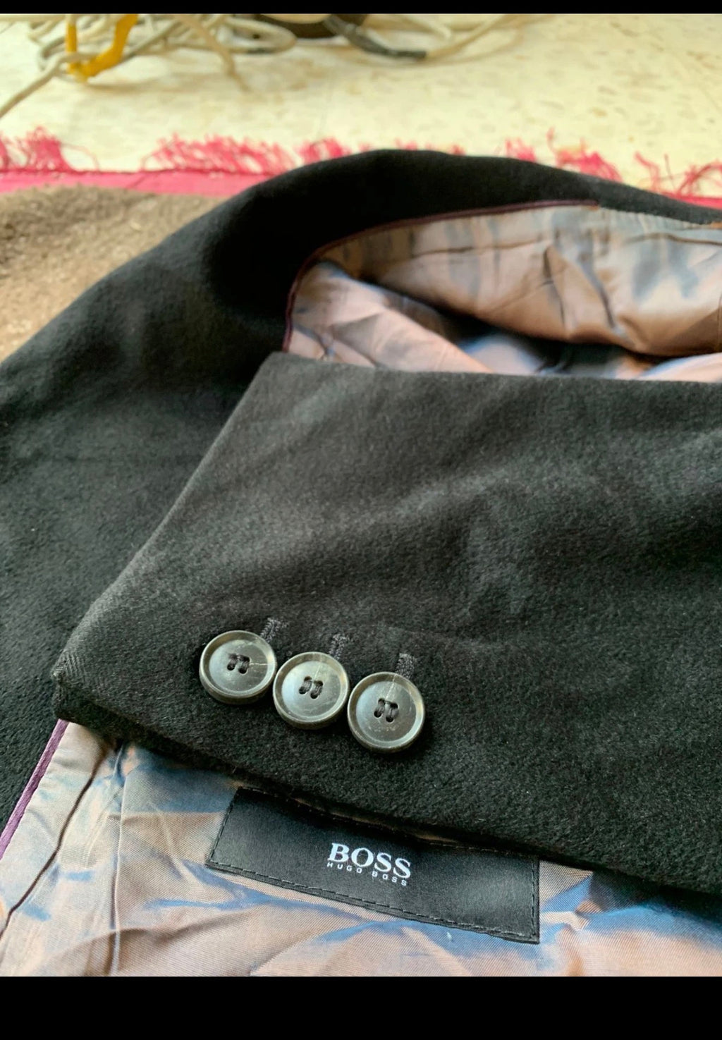 Hugo Boss Wool Cashmere Colombo classic black top over coat 42R