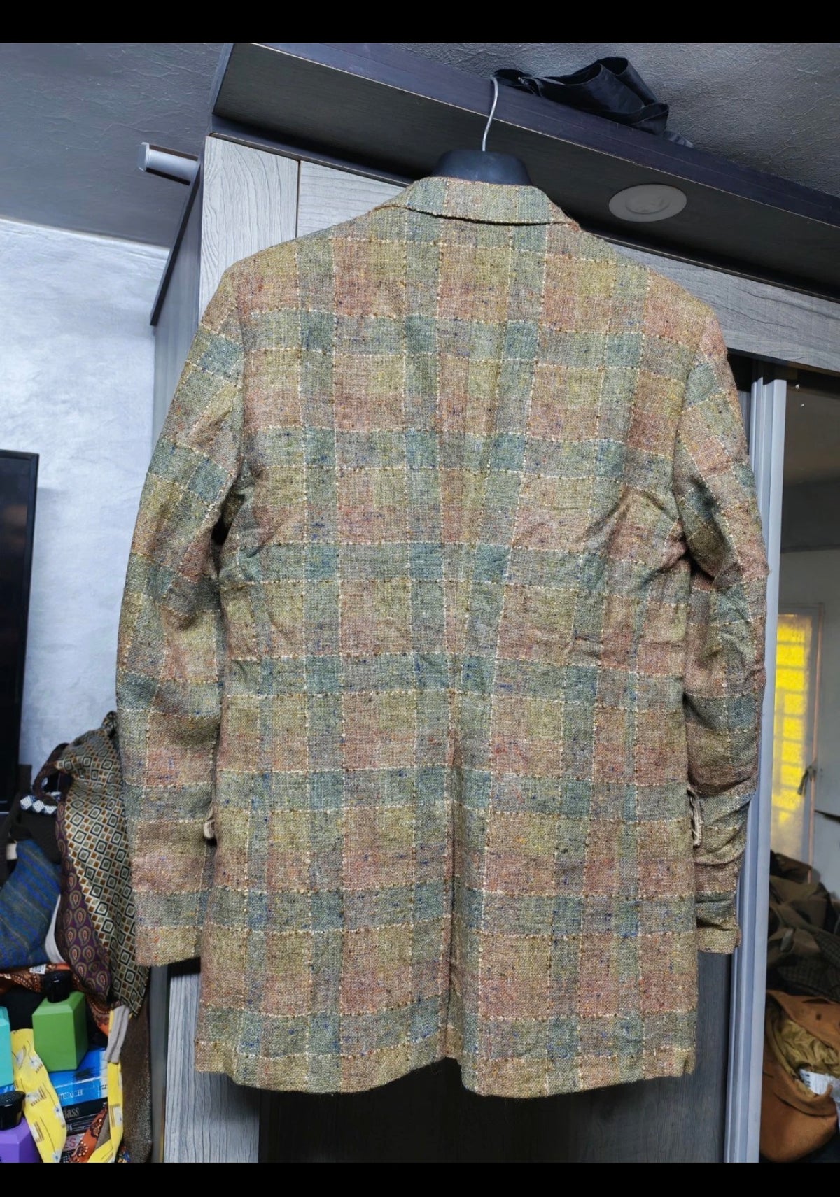 1970s Vintage pure wool handwoven tweed classic plaid Disco jacket blazer 38R