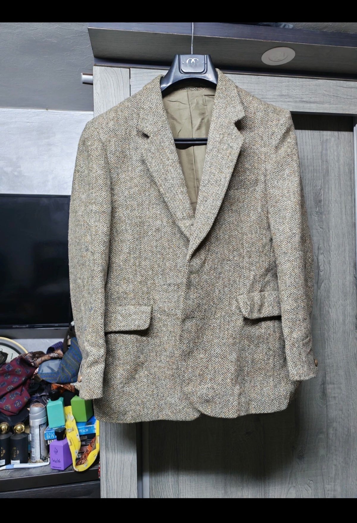 Vintage Harris Tweed pure handwoven wool brown hunting jacket blazer 40R