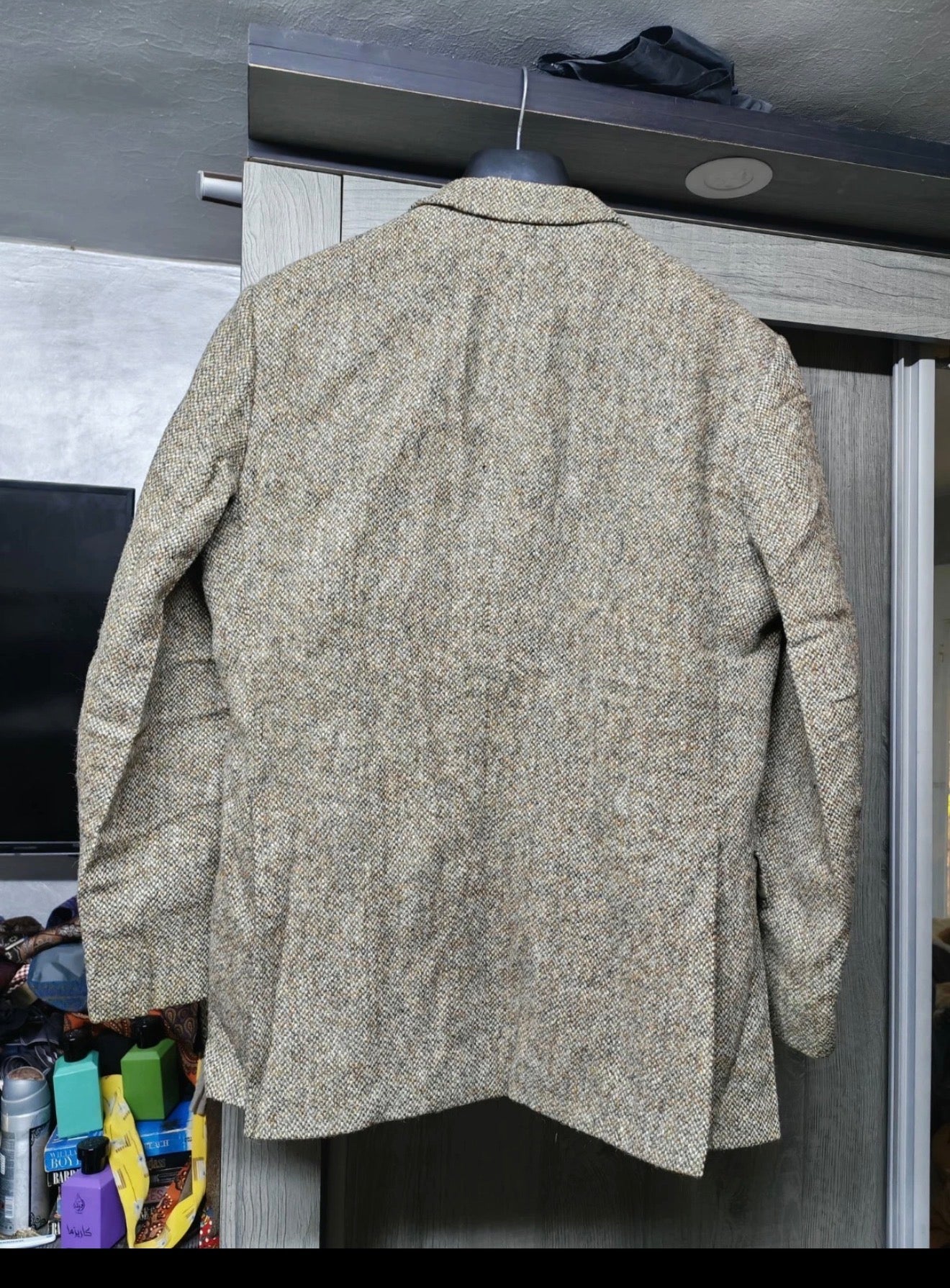 Vintage Harris Tweed pure handwoven wool brown hunting jacket blazer 40R