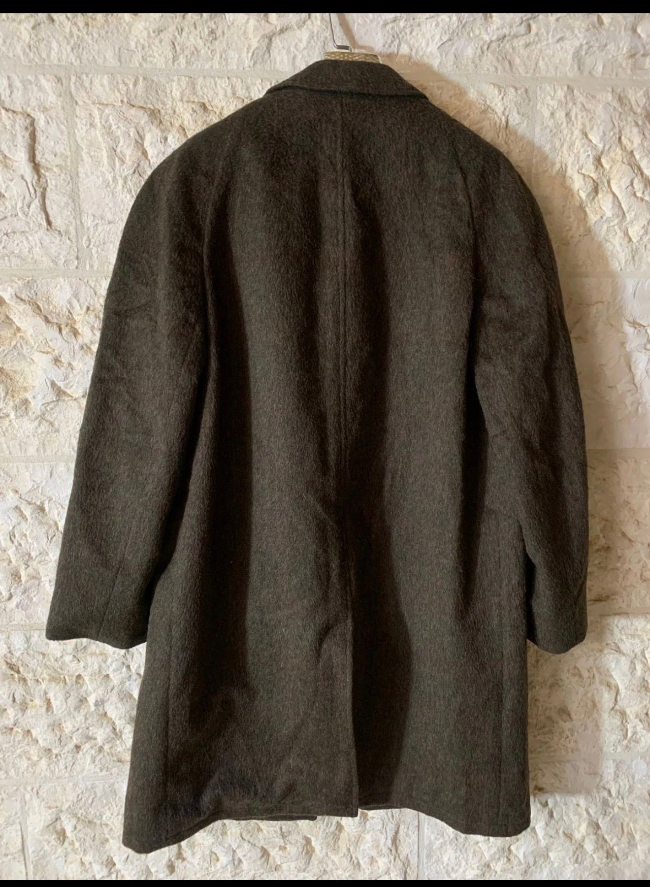 Vintage Wool Mohair blend Loden classic brownish green raglan over coat 46R XL
