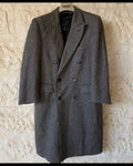 Vintage pure wool handwoven tweed gangster db charcoal overcoat 40R 40S