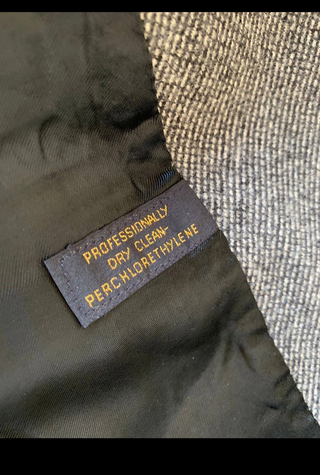 Vintage pure wool handwoven tweed gangster db charcoal overcoat 40R 40S