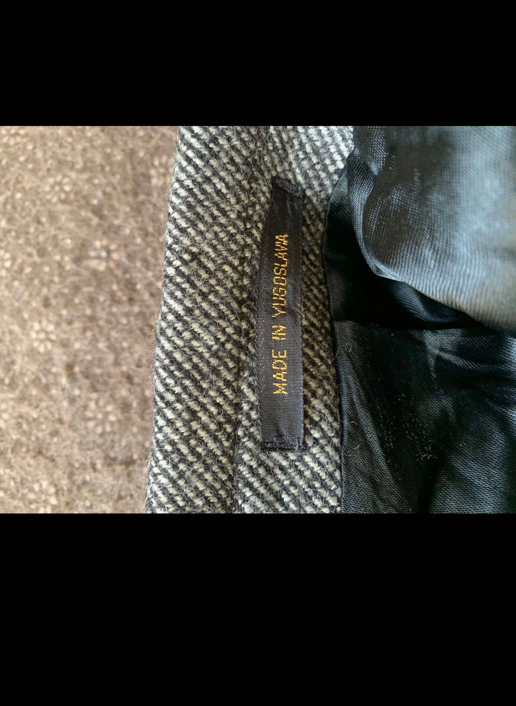 Vintage pure wool handwoven tweed gangster db charcoal overcoat 40R 40S