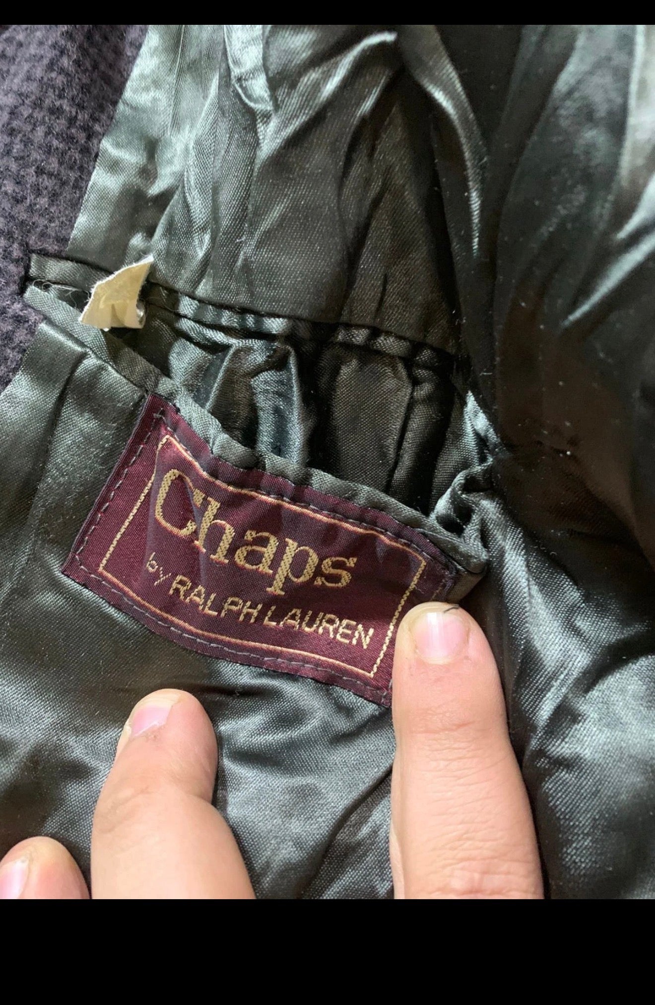 Vintage Chaps Ralph Lauren pure wool Raglan charcoal over coat 48R 48L XL