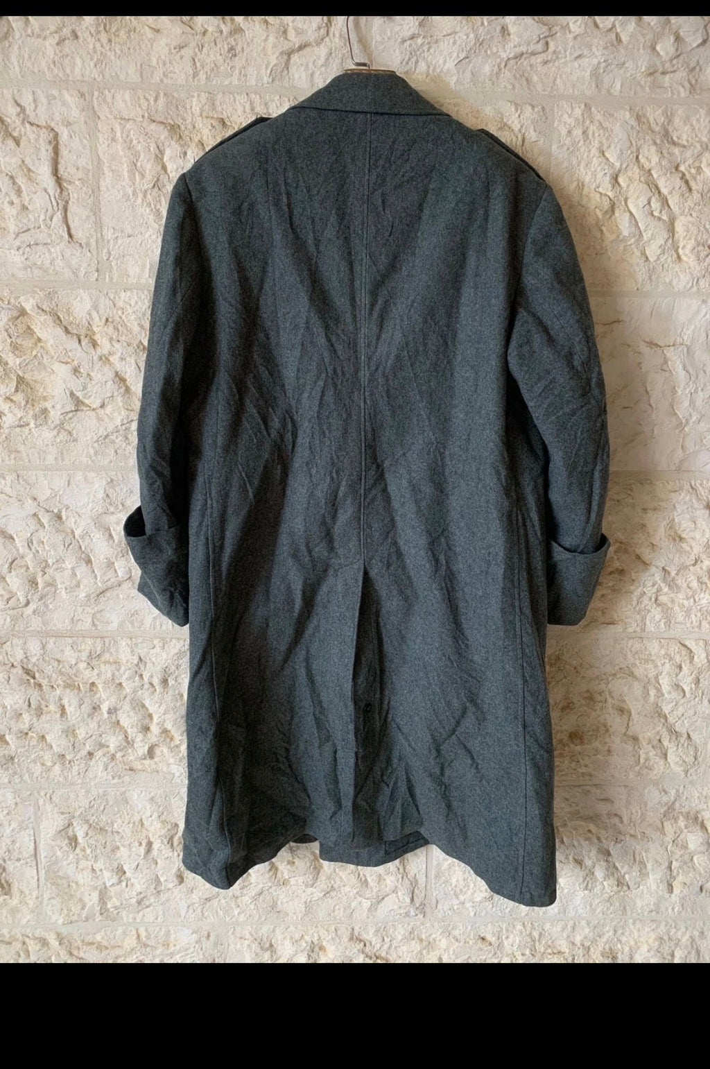 Vintage Swiss Army pure Woollen wool greenish classic long greatcoat 42R