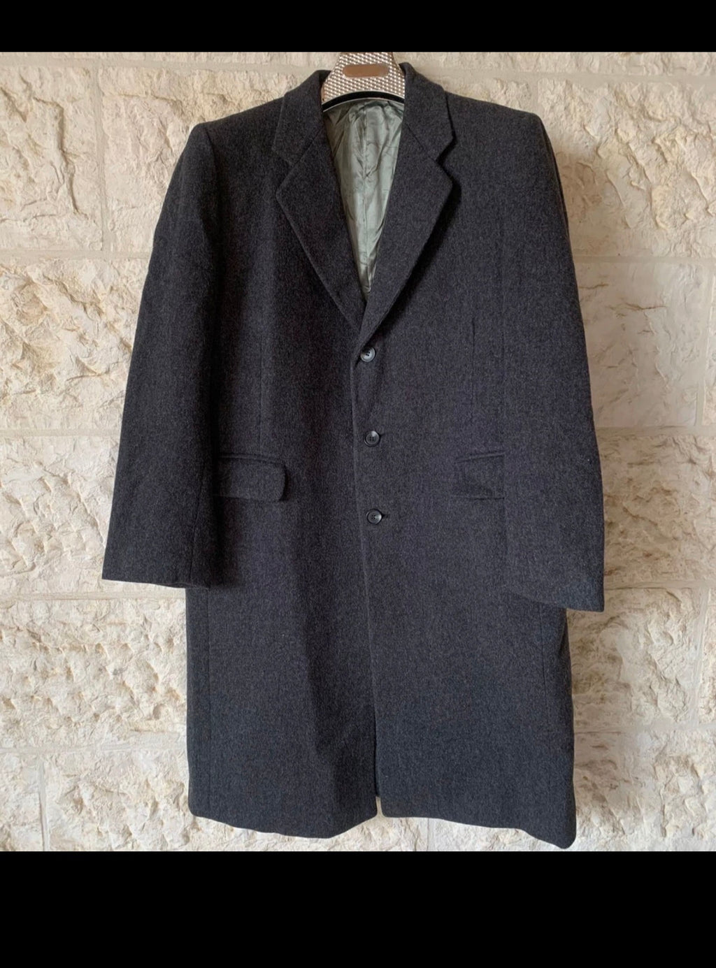 Vintage Givenchy Monsieur pure wool classic charcoal over coat 42R