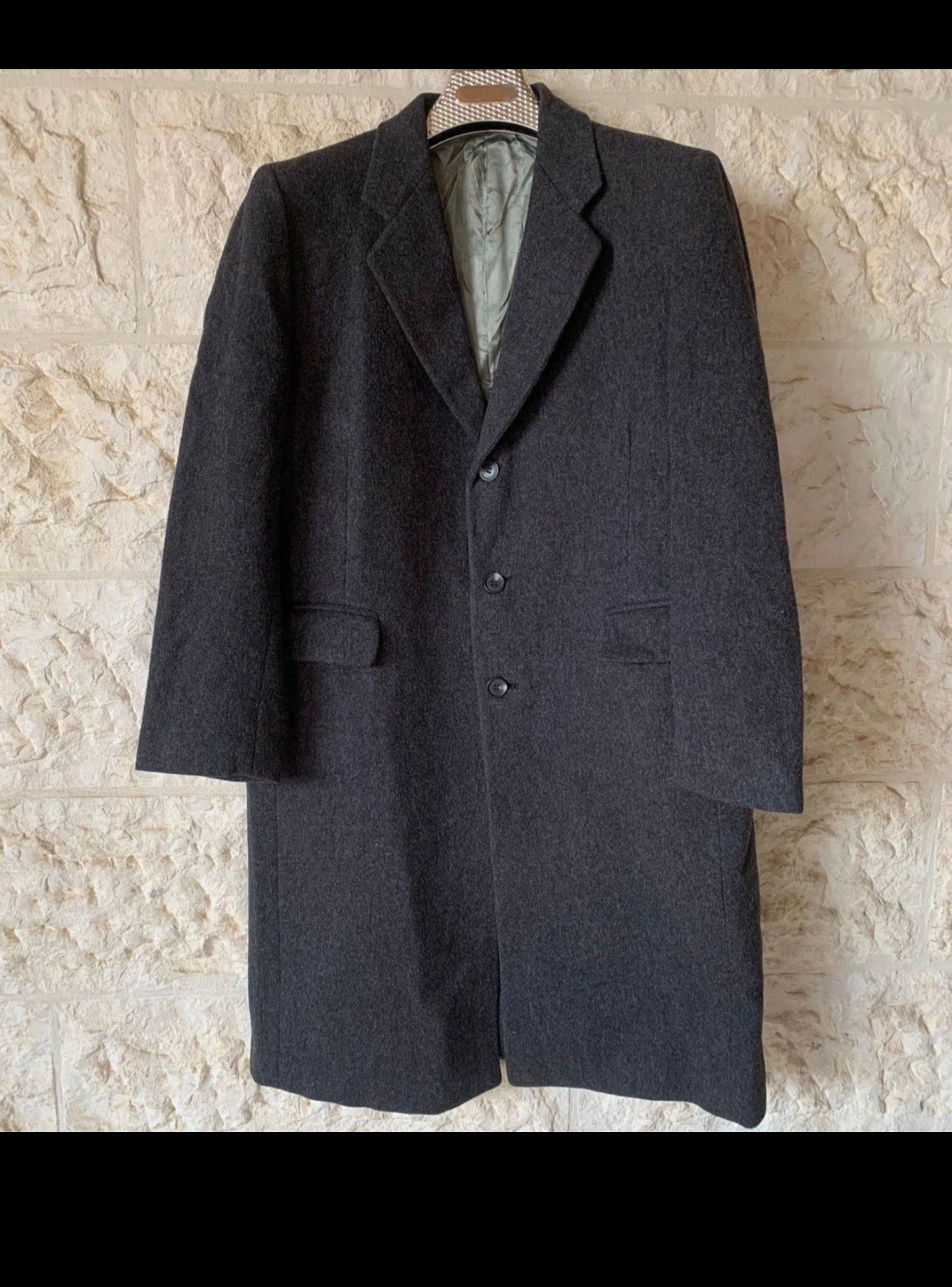 Vintage Givenchy Monsieur pure wool classic charcoal over coat 42R