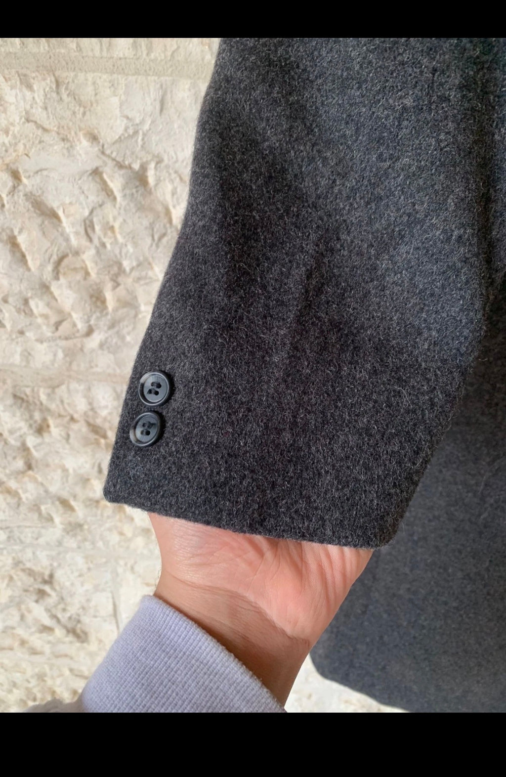 Vintage Givenchy Monsieur pure wool classic charcoal over coat 42R