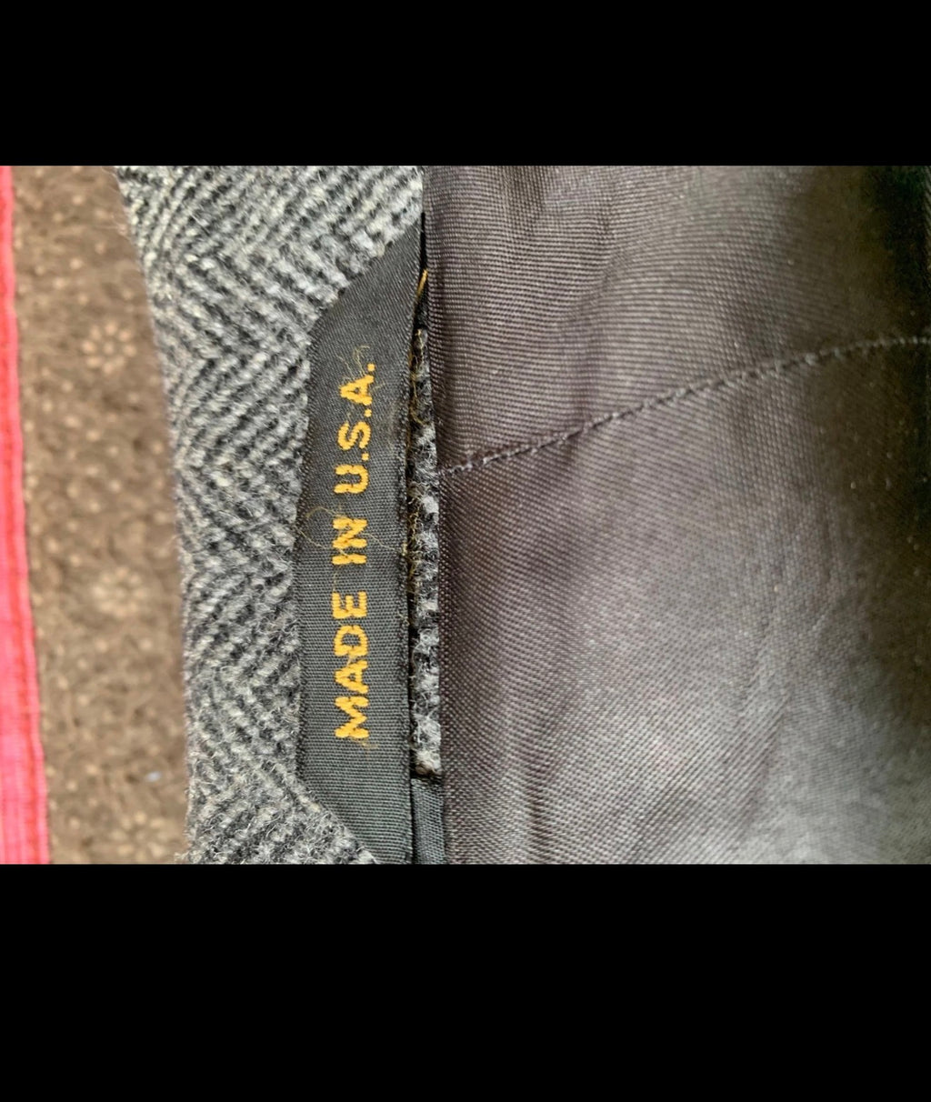 Vintage pure wool tweed belted herringbone charcoal raglan over coat 48R XL