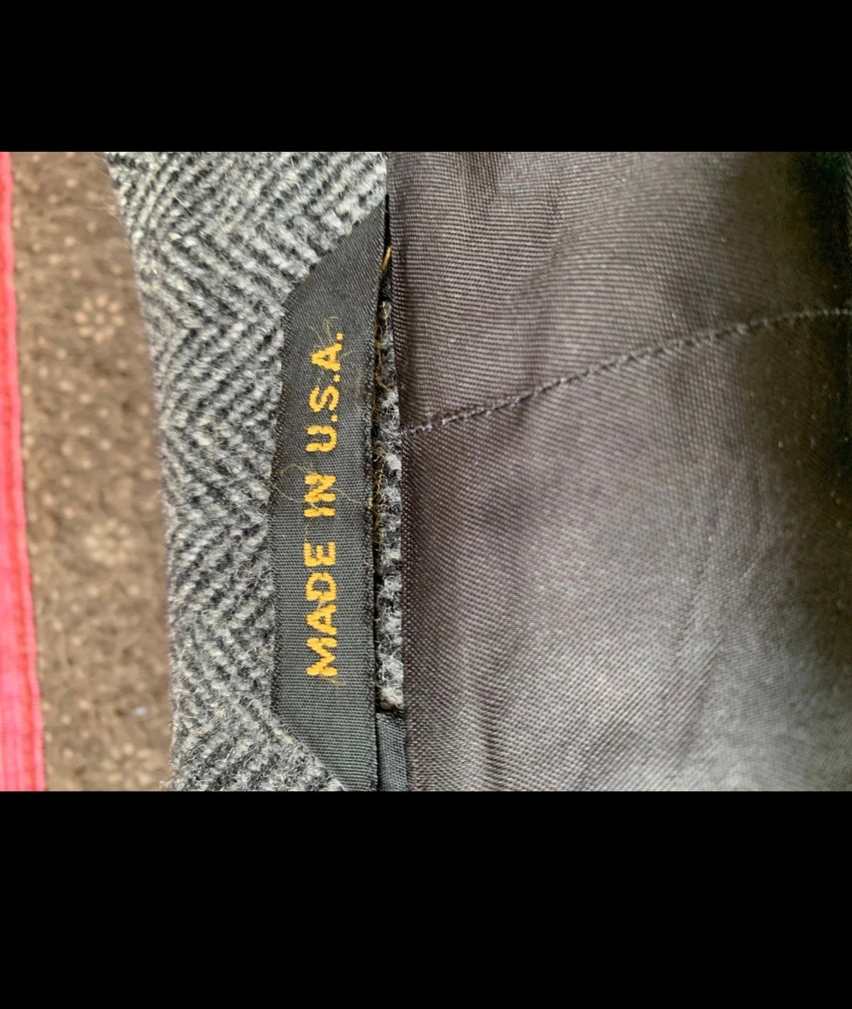 Vintage pure wool tweed belted herringbone charcoal raglan over coat 48R XL