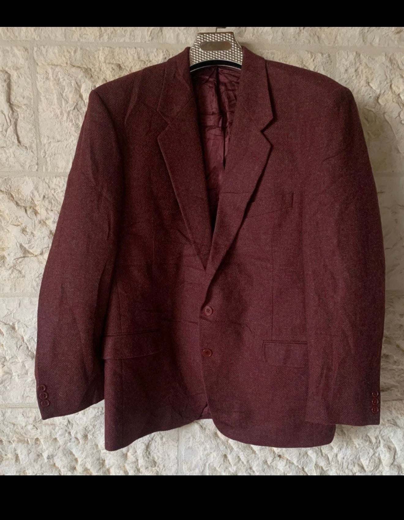 Vintage Greenwoods pure wool tweed camouflage classic Red jacket blazer 44R