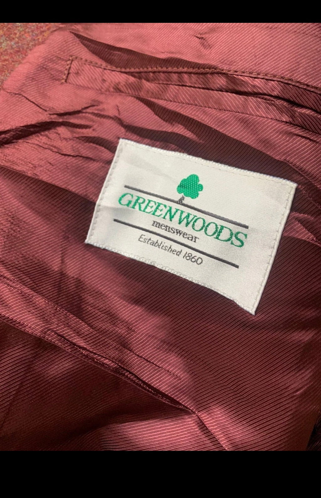 Vintage Greenwoods pure wool tweed camouflage classic Red jacket blazer 44R