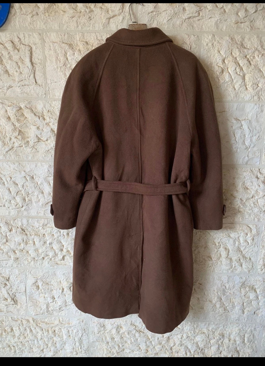 Vintage Wool Cashmere blend belted brown raglan classic over coat 48R XL