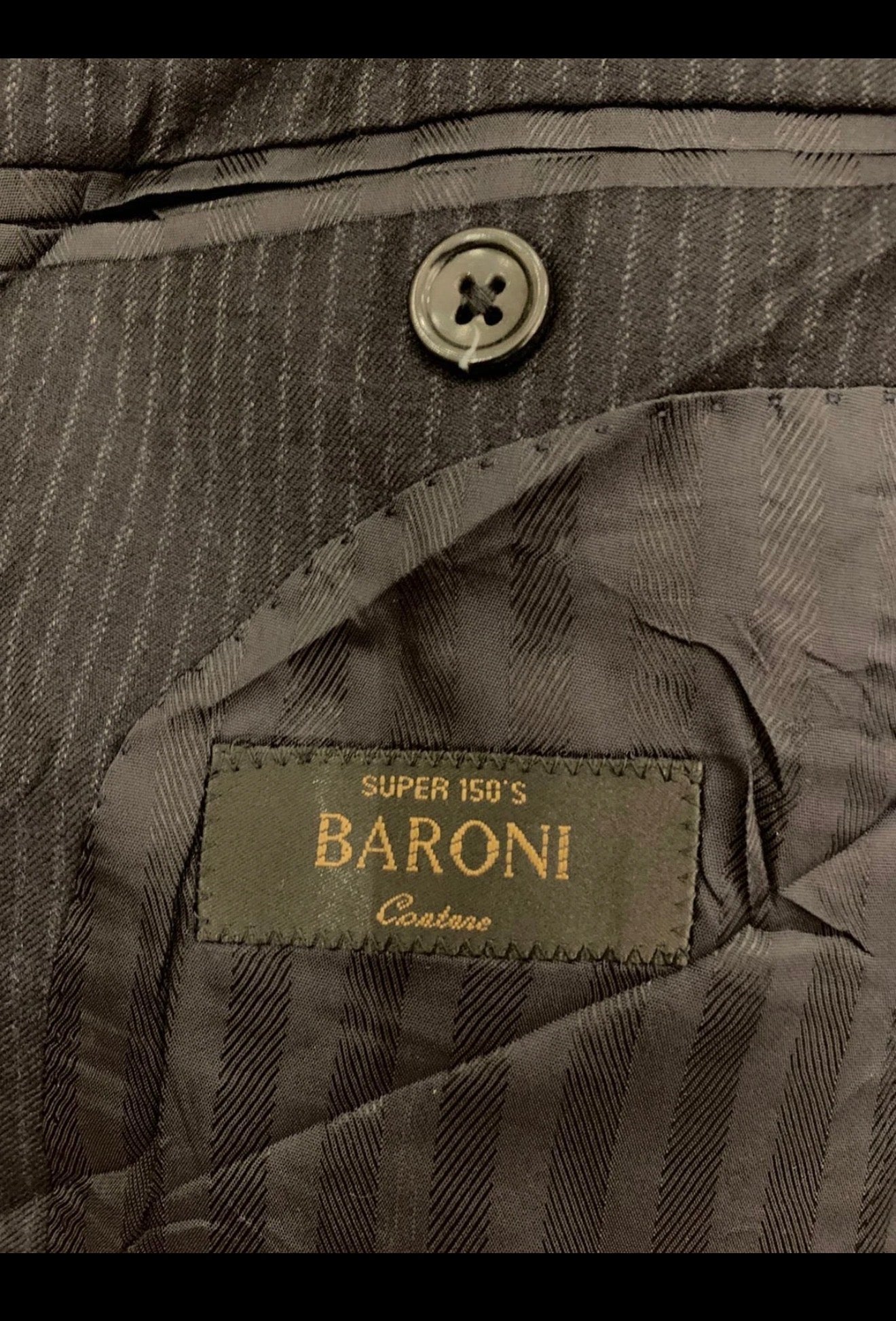 Vintage Baroni Super 150s wool classic dark navy jacket blazer 38R