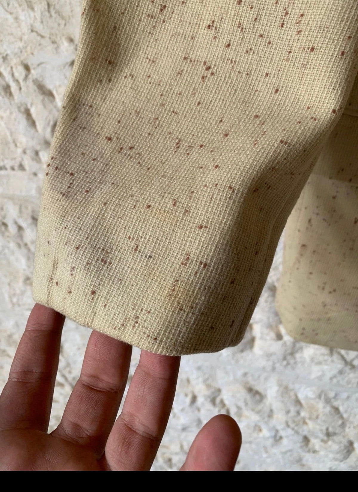 Vintage pure wool tweed camouflage classic beige jacket blazer 42R
