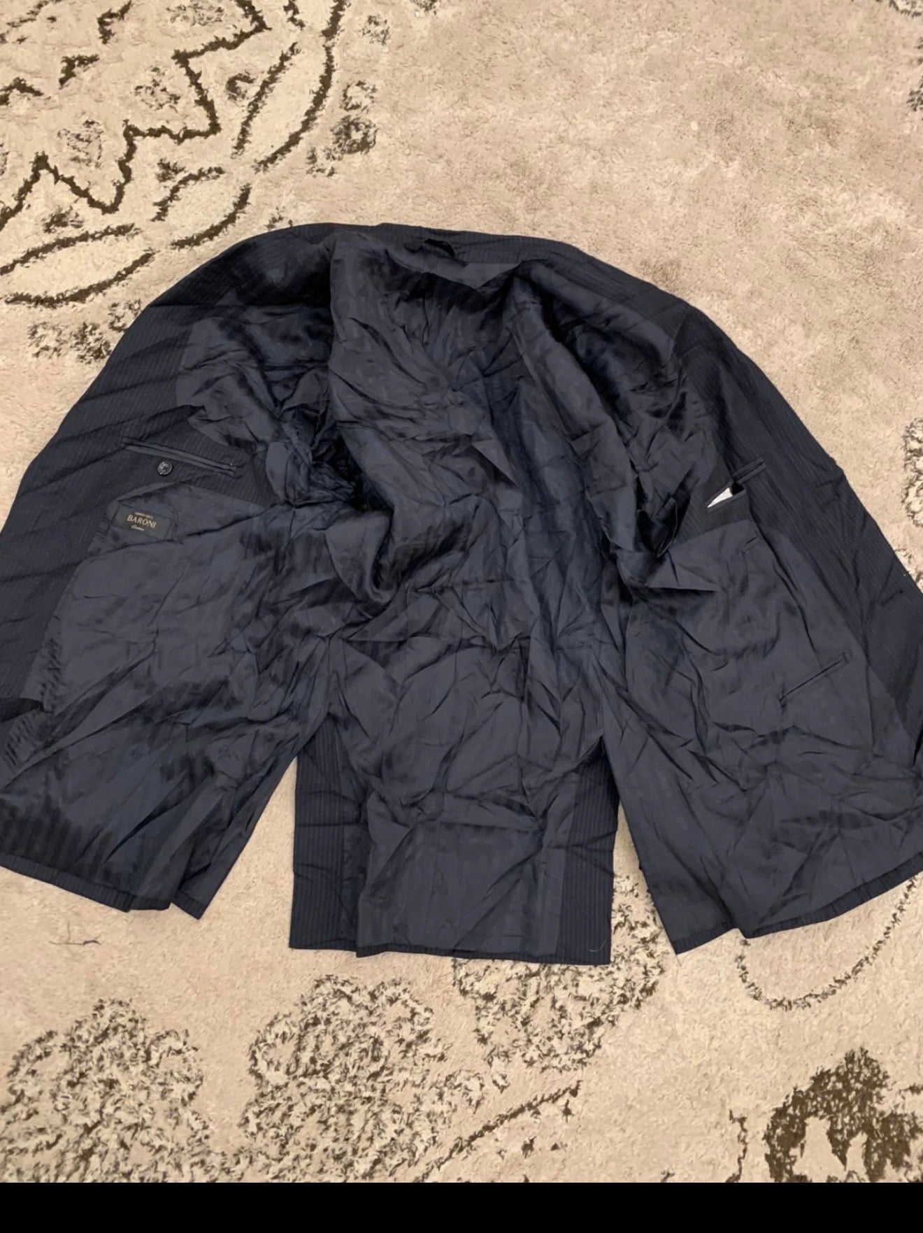 Vintage Baroni Super 150s wool classic dark navy jacket blazer 38R