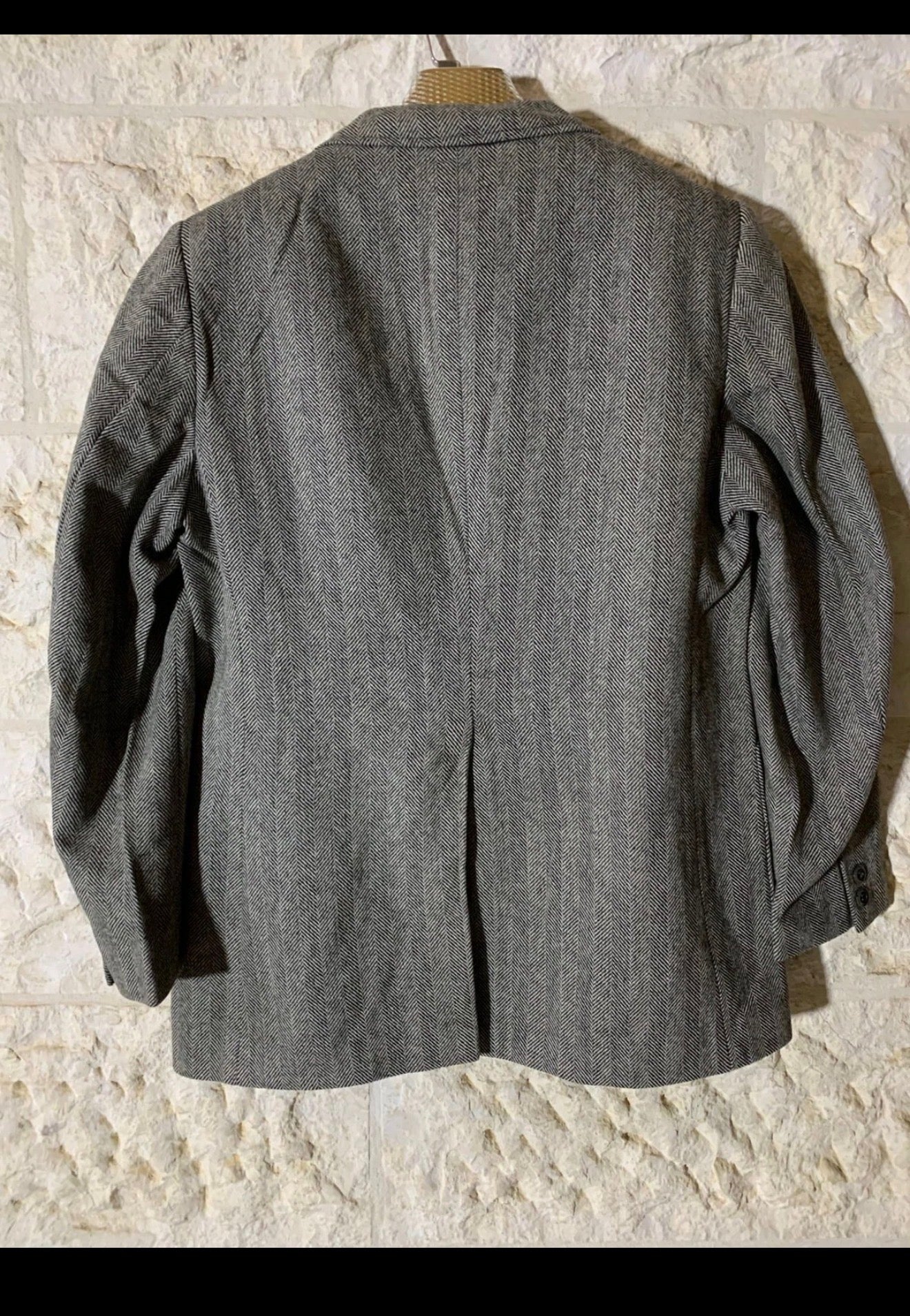 1970s vintage pure wool herringbone classic rockabilly Disco jacket blazer 40R