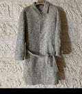 Vintage pure wool tweed belted camouflage classic raglan gray over coat 44R