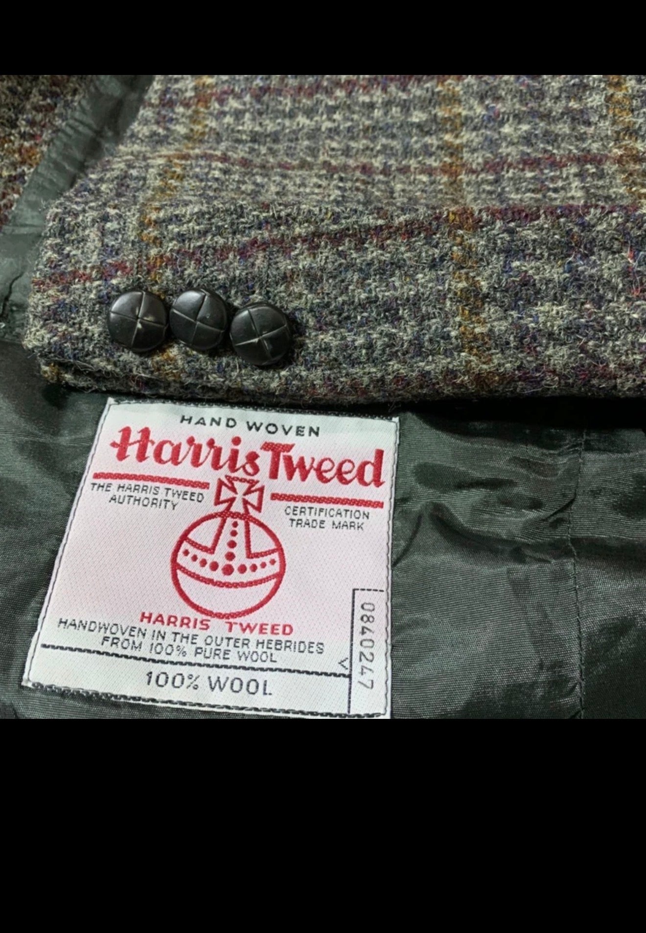 Vintage Harris Tweed glen check pure wool classic hunting jacket blazer 42R