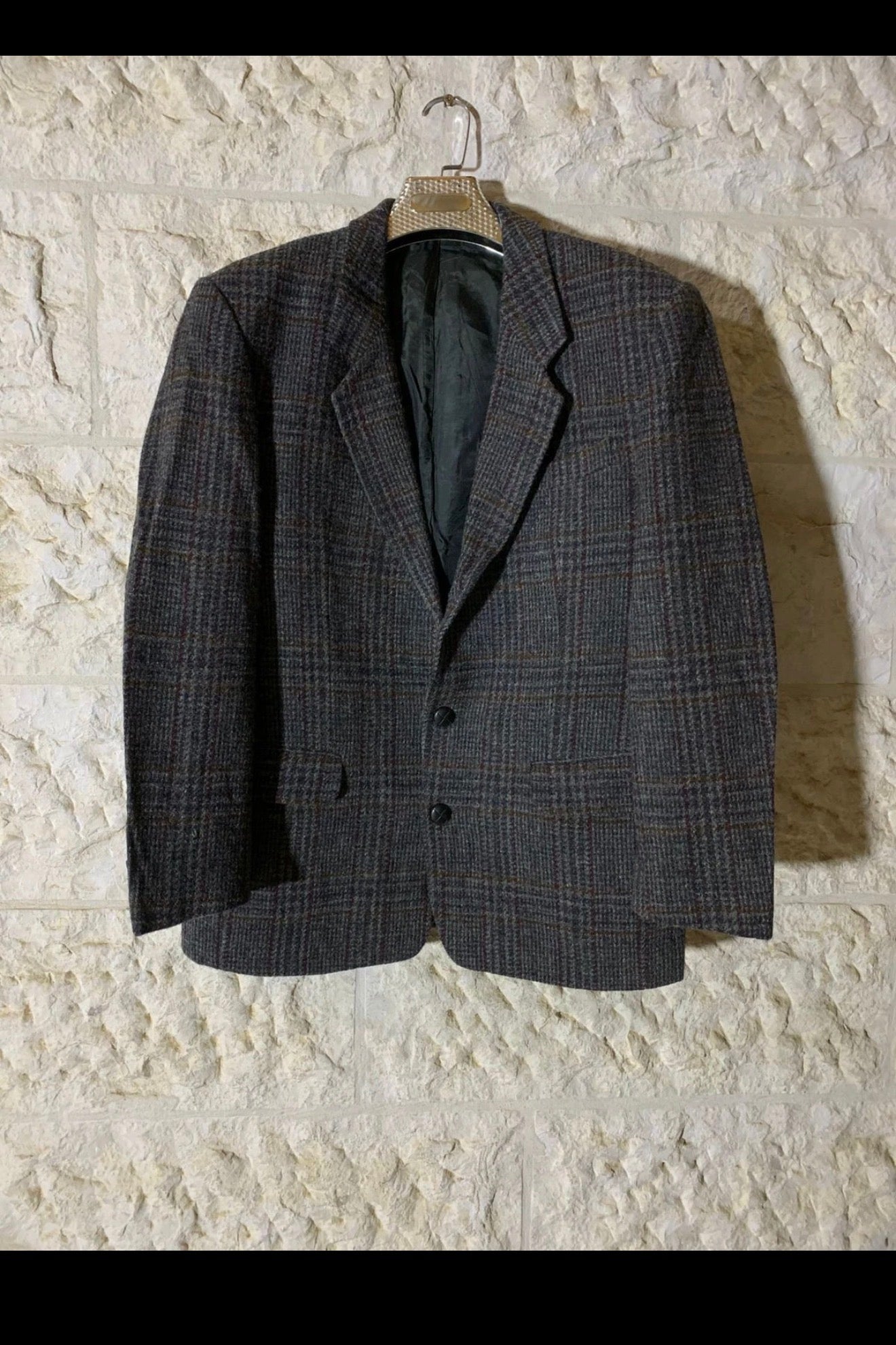 Vintage Harris Tweed glen check pure wool classic hunting jacket blazer 42R