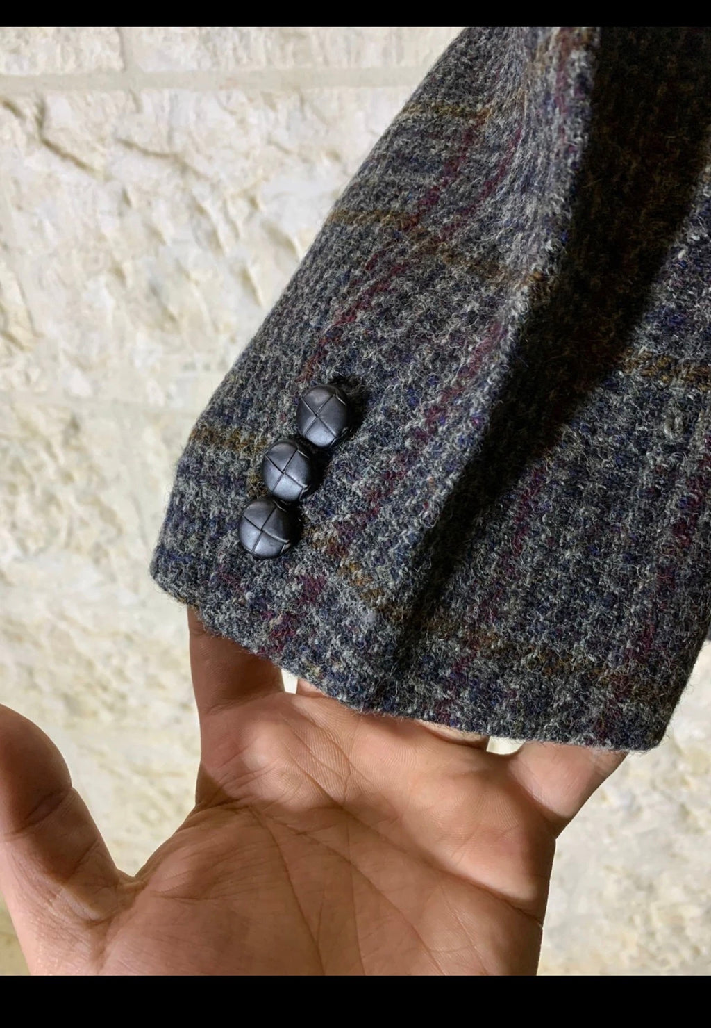 Vintage Harris Tweed glen check pure wool classic hunting jacket blazer 42R