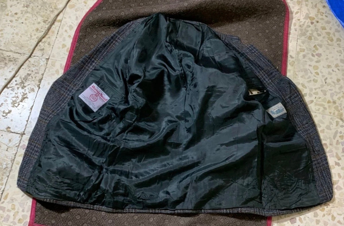 Vintage Harris Tweed glen check pure wool classic hunting jacket blazer 42R