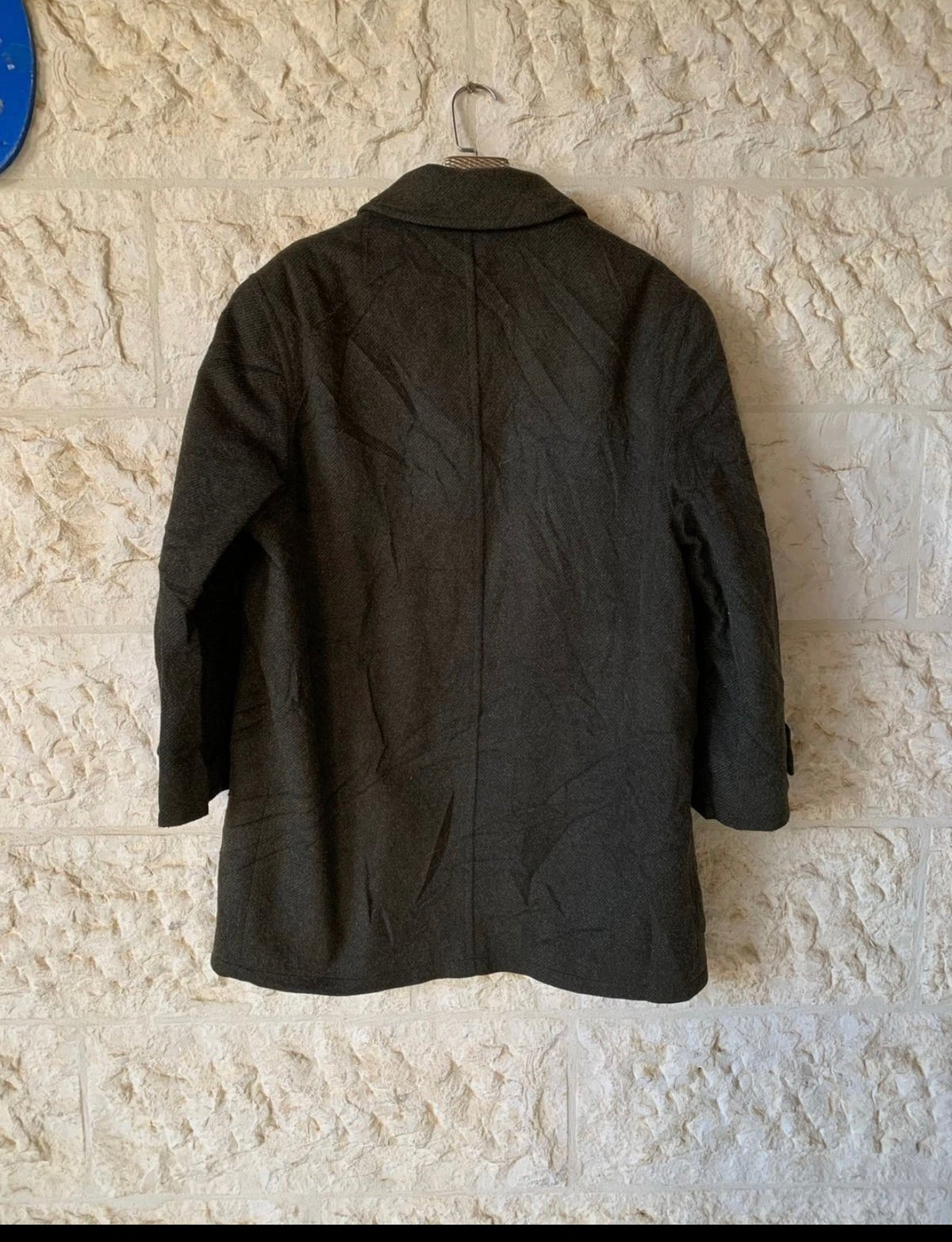Vintage Wool Mohair blend classic olive green over coat jacket 48R XL