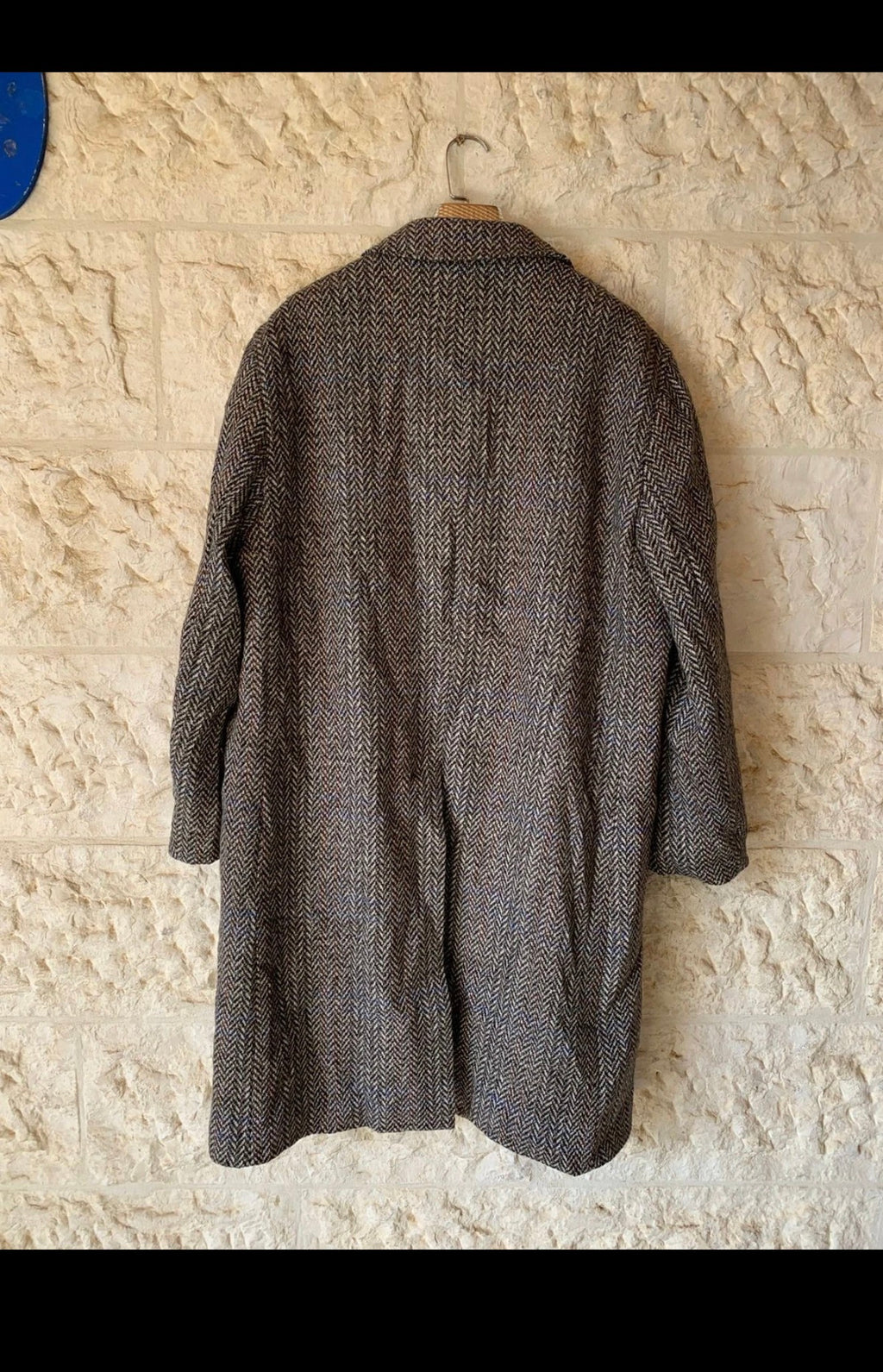 Vintage Oxford pure wool handwoven tweed herringbone classic over coat 50R 2XL