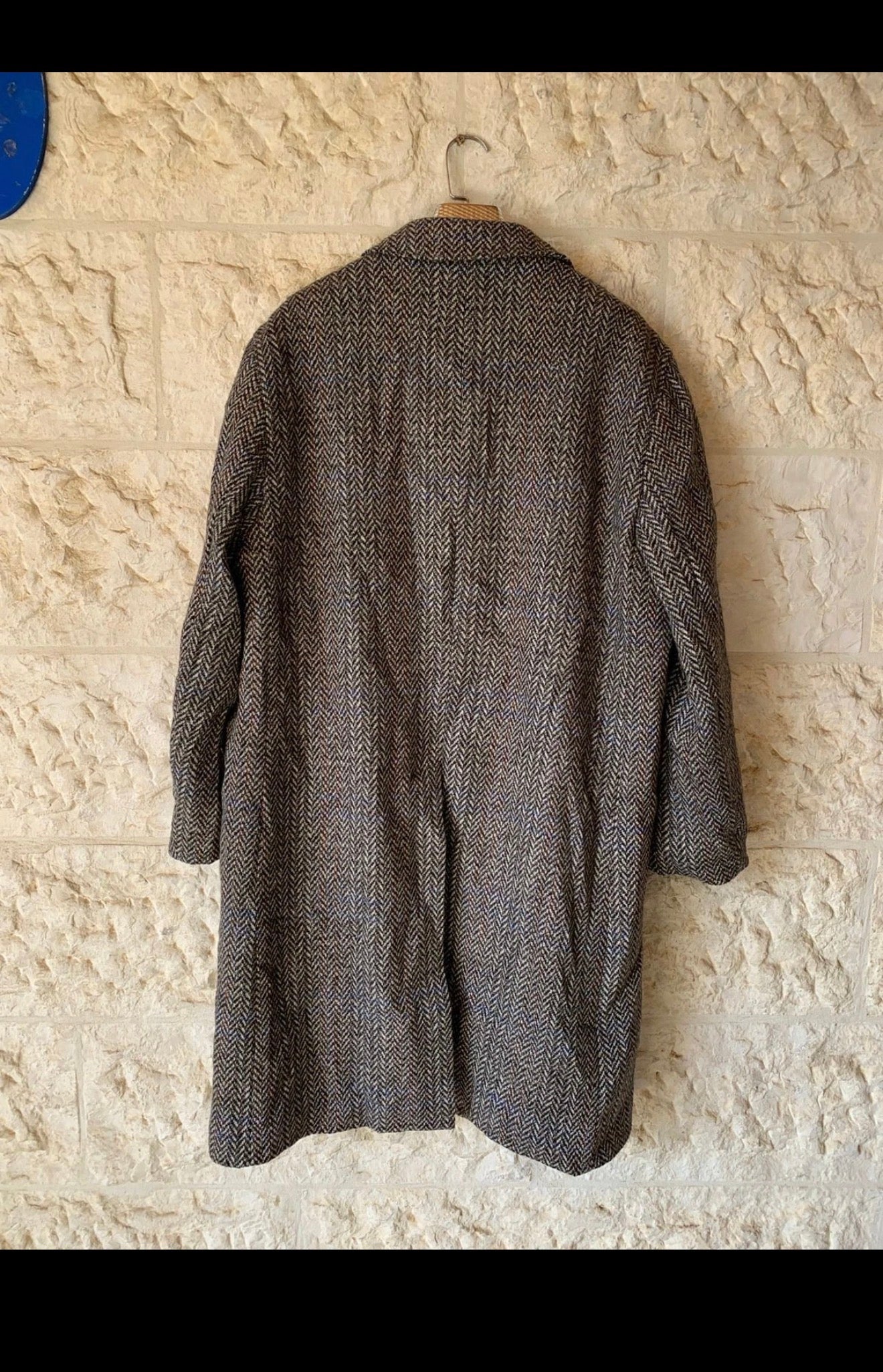 Vintage Oxford pure wool handwoven tweed herringbone classic over coat 50R 2XL