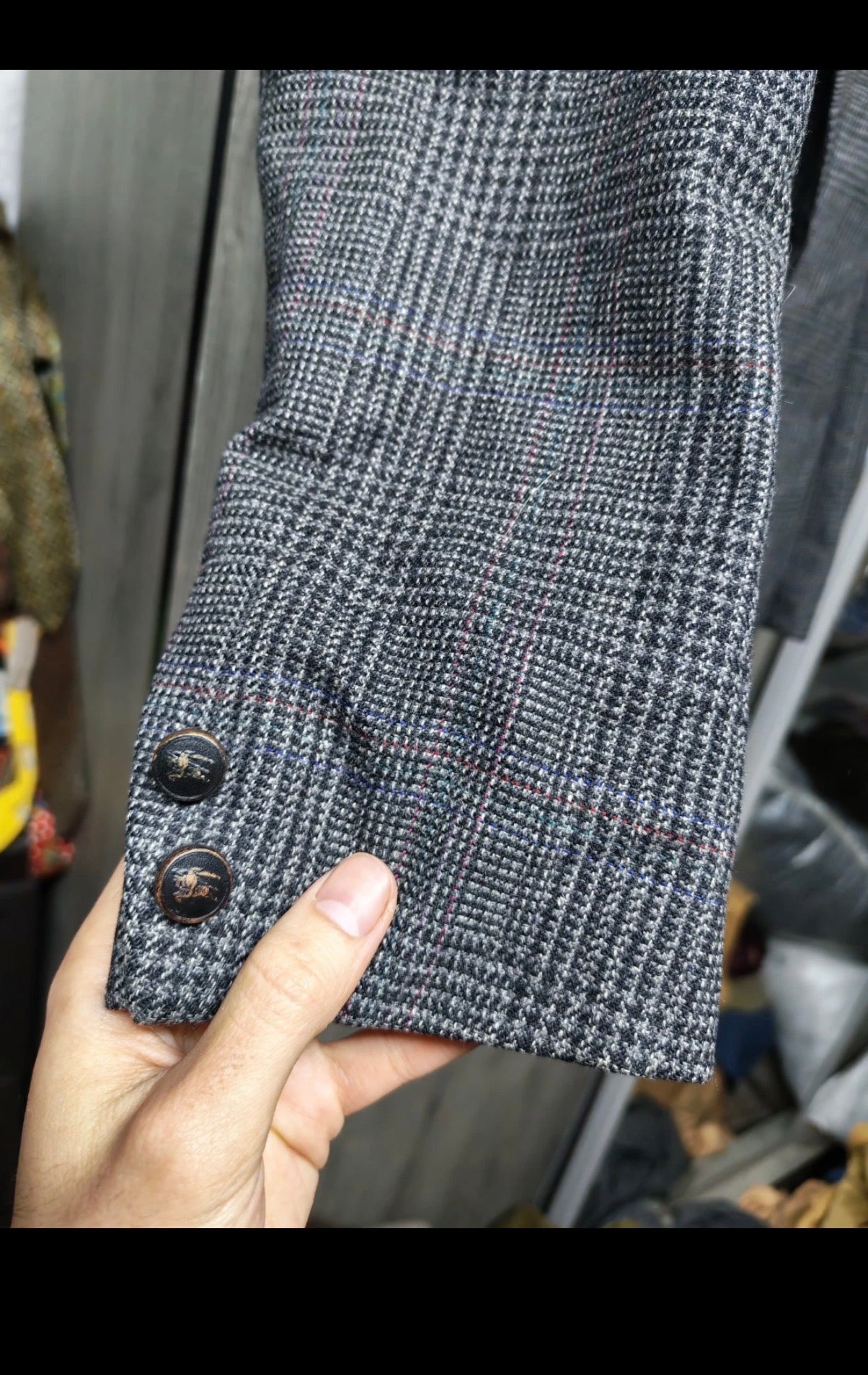 Vintage Burberrys pure wool glen check double breasted jacket blazer 40 10 M