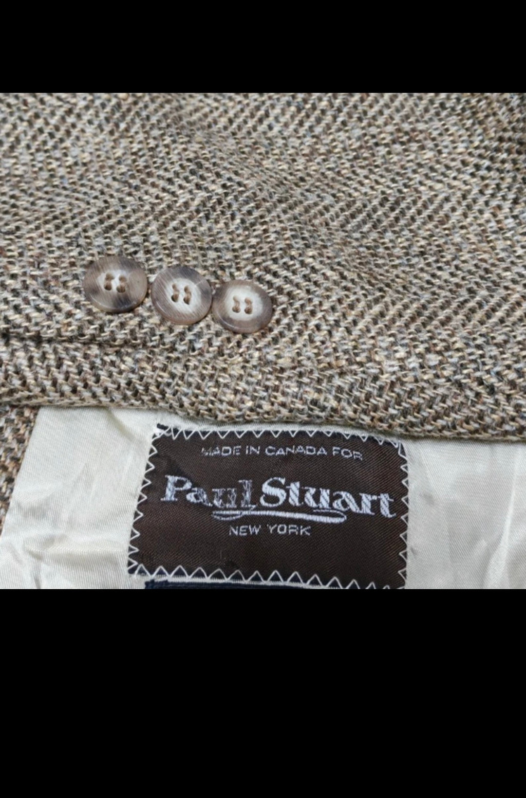 Vintage Paul Stuart pure wool tweed herringbone hunting jacket blazer 38R