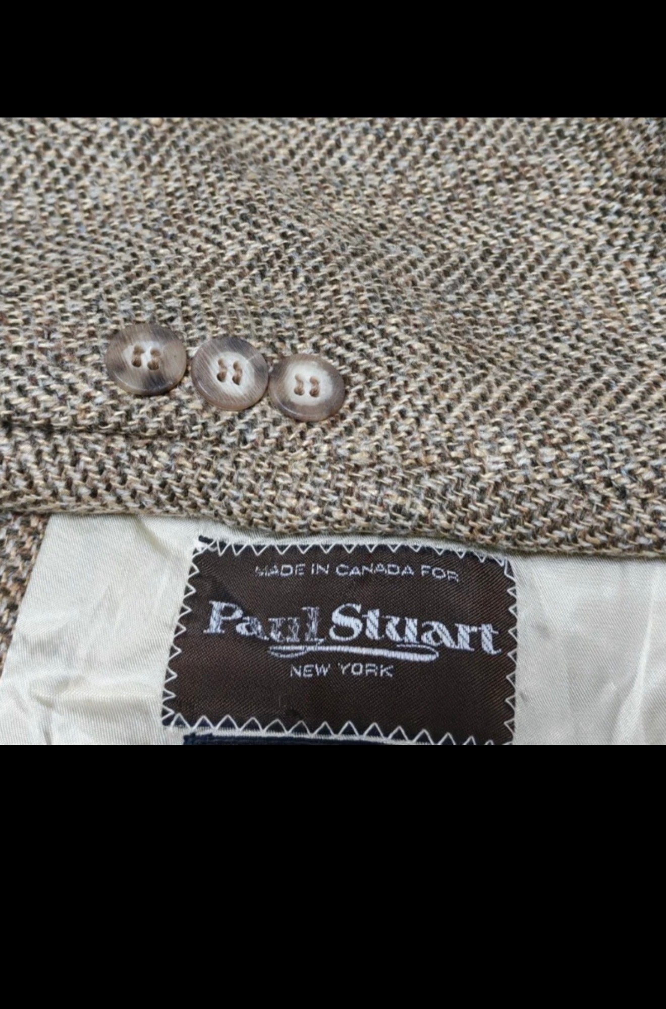 Vintage Paul Stuart pure wool tweed herringbone hunting jacket blazer 38R
