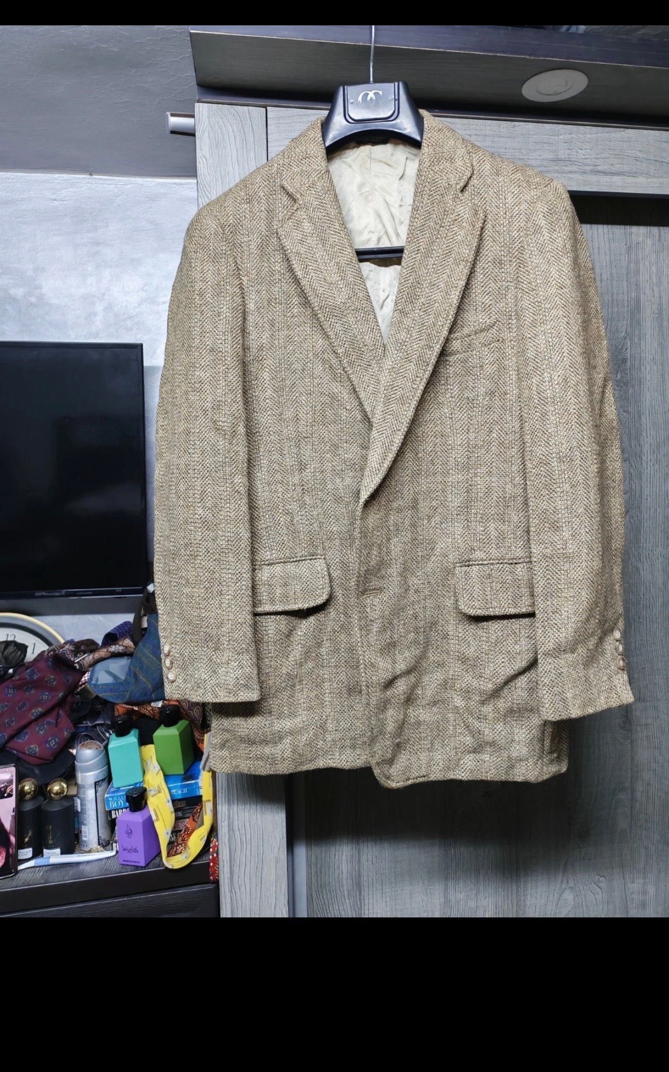 Vintage Paul Stuart pure wool tweed herringbone hunting jacket blazer 38R