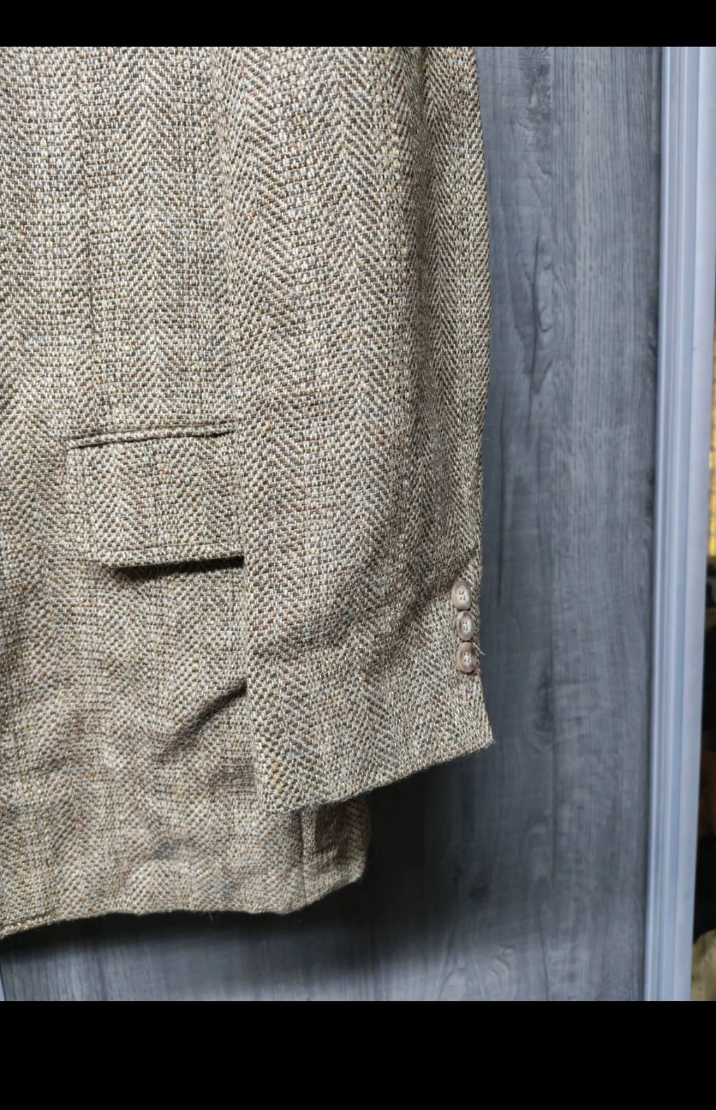 Vintage Paul Stuart pure wool tweed herringbone hunting jacket blazer 38R