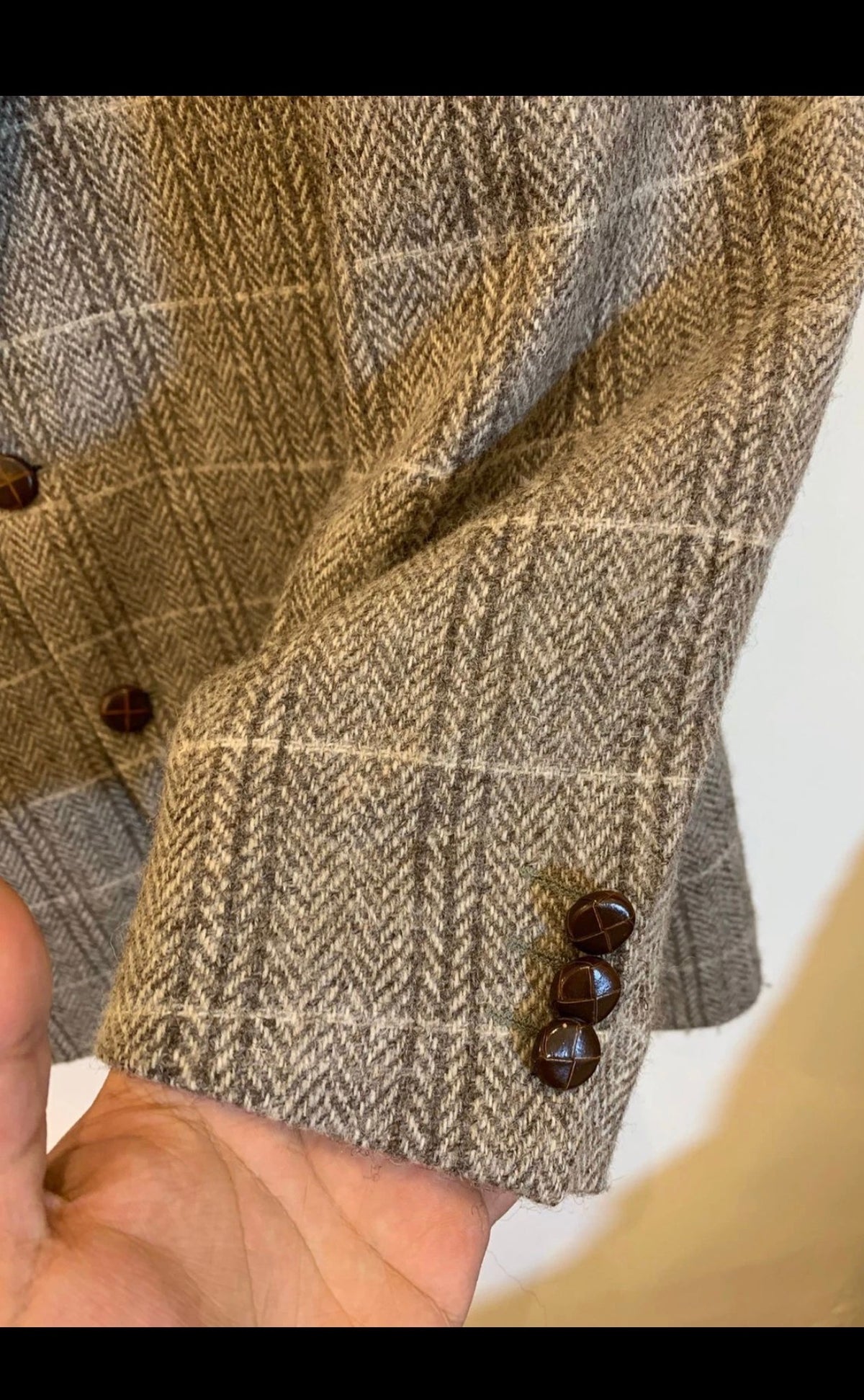 Vintage pure wool handwoven Tweed herringbone gray hunting jacket blazer 42R