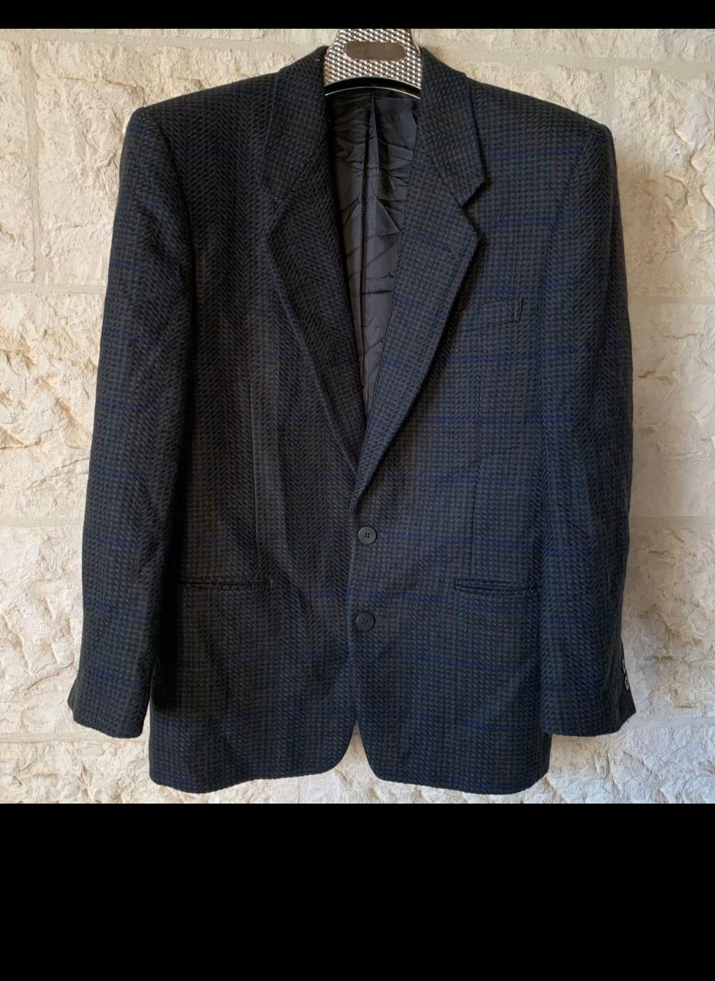 Vintage pure wool Tweed Windowpane classic hunting jacket blazer 40R 40S