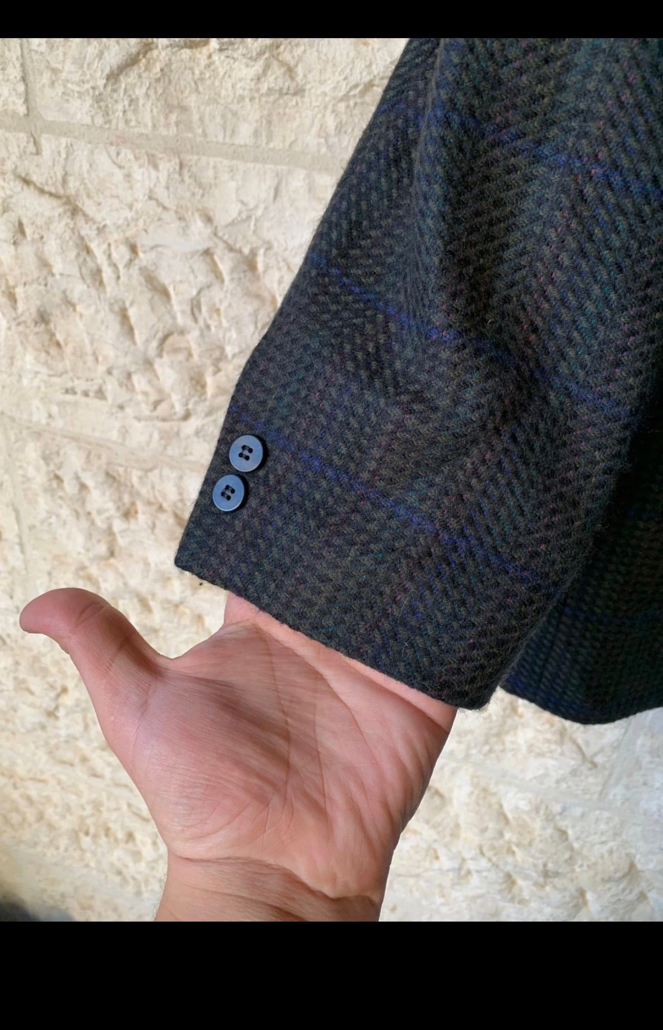 Vintage pure wool Tweed Windowpane classic hunting jacket blazer 40R 40S