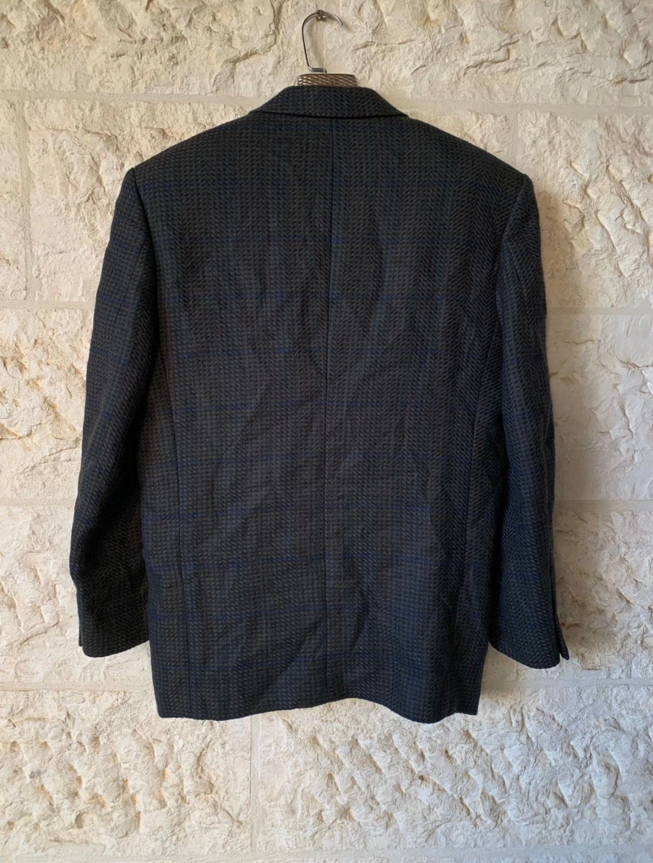 Vintage pure wool Tweed Windowpane classic hunting jacket blazer 40R 40S
