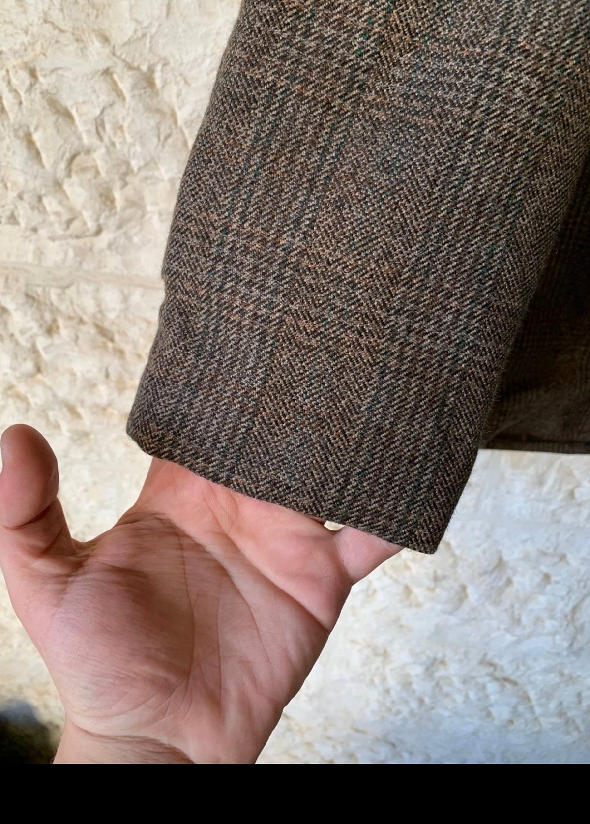 Vintage pure wool classic glen check brown raglan over coat jacket 46R XL