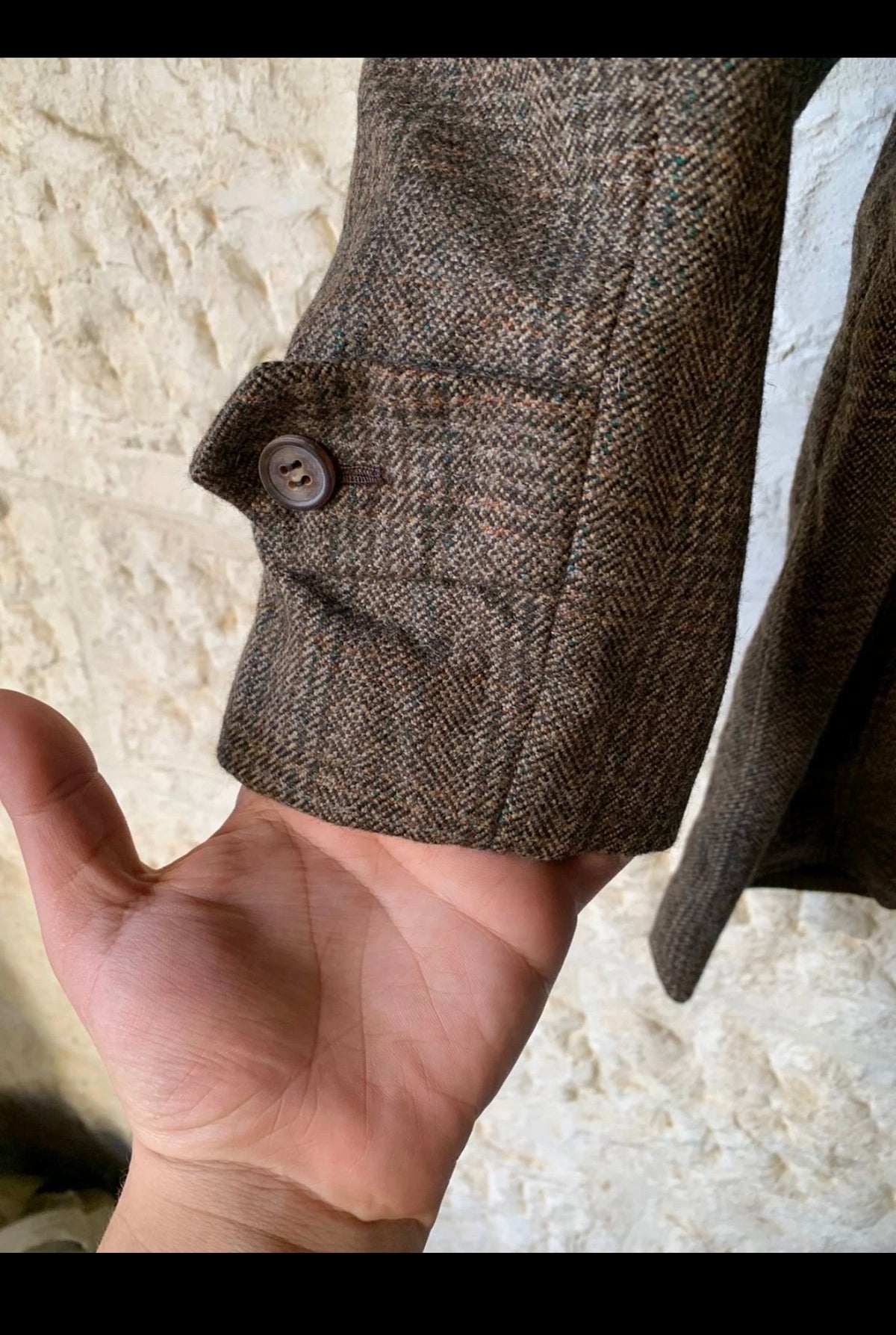 Vintage pure wool classic glen check brown raglan over coat jacket 46R XL