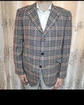 1970s vintage all worsted classic glen check rockabilly disco brown blazer 42R