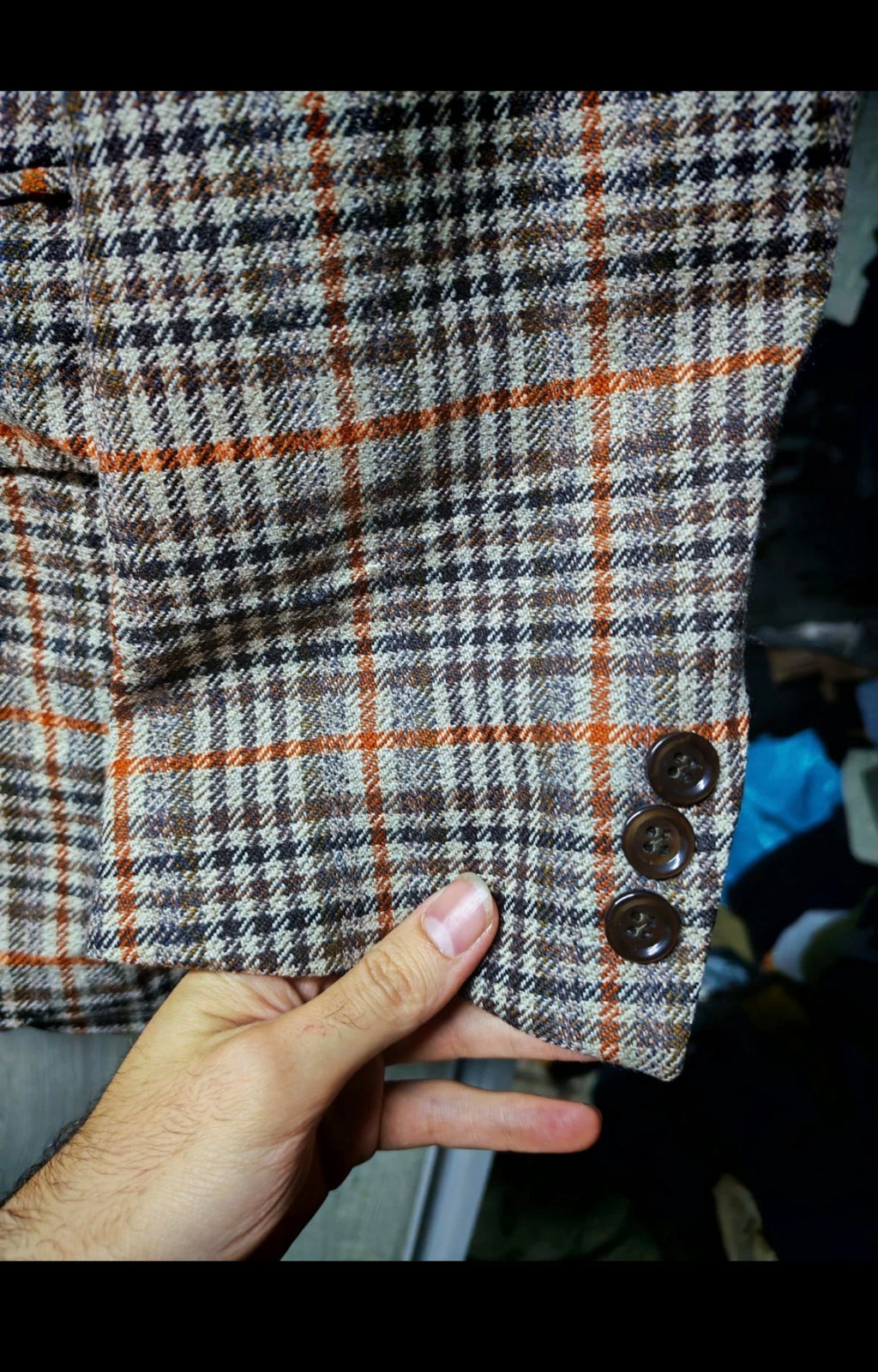 1970s vintage all worsted classic glen check rockabilly disco brown blazer 42R